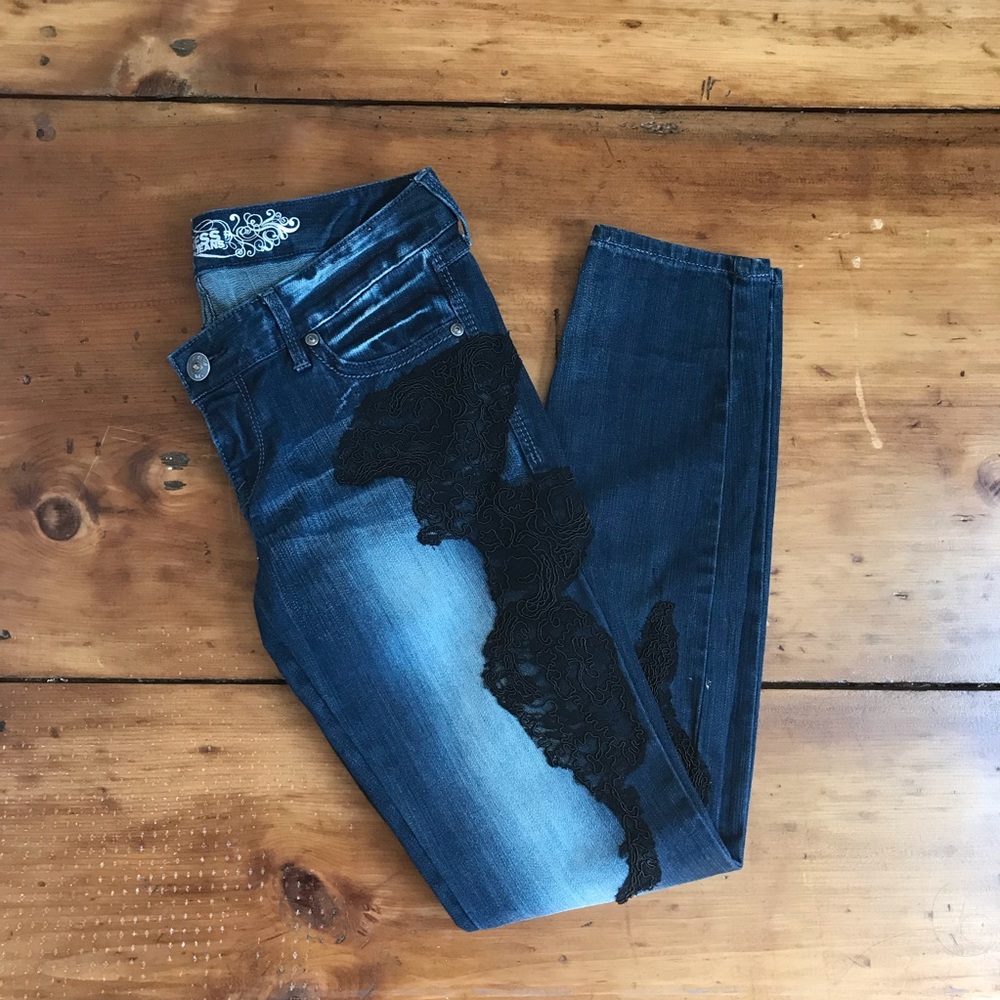 Express Black Lace Jeans Size 4